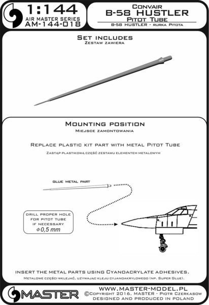 Master AM-144-018 Convair B-58 Hustler - Pitot Tube 1:144