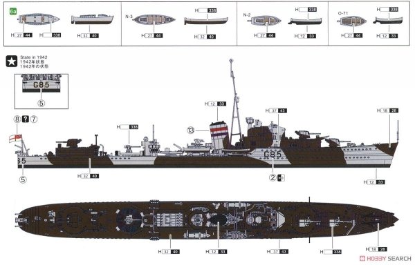 FlyHawk Model FH1163 HMS Jupiter (F85/G85) 1/700