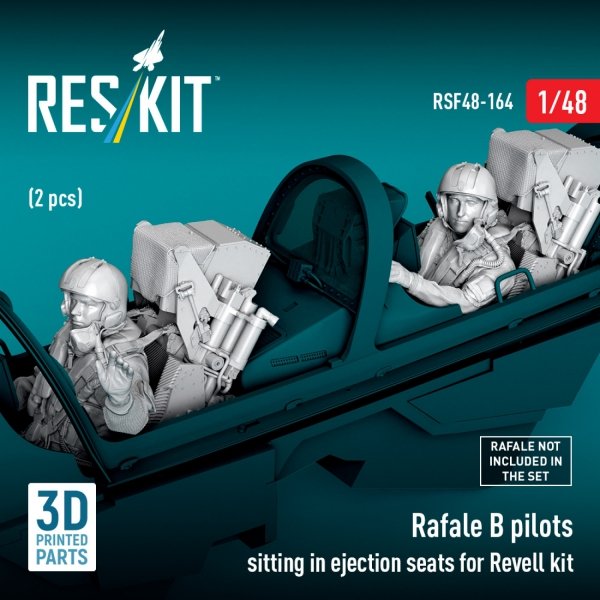 RESKIT RSF48-0164 Rafale B pilots sitting in ejection seats for Revell kit (2 pcs) (3D Printed) (1/48)