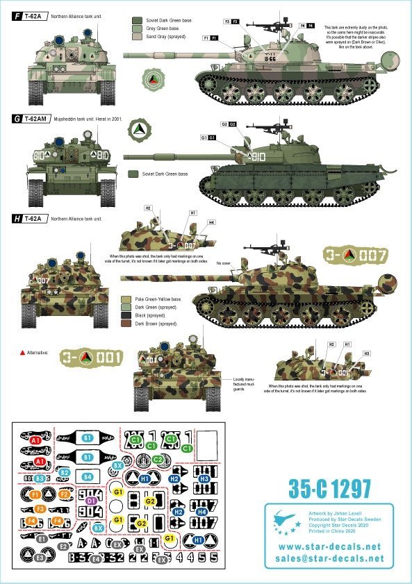 Star Decals 35-C1297 Afghan Tanks 3. T-62A/AM 1/35