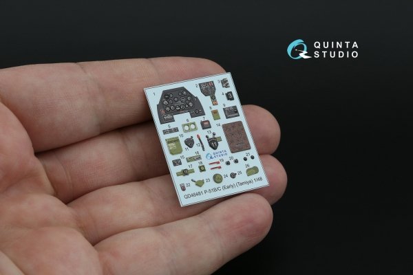 Quinta Studio QD48481 P-51B/C (Early) 3D-Printed coloured Interior on decal paper (Tamiya) 1/48