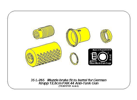 Aber 35L-265 Hamulec do niemieckiej armaty p/panc Krupp 12,8cm PAK44 1/35