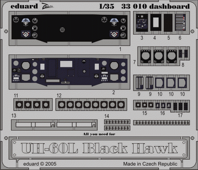 Eduard 33010 UH-60L dashboard for ACADEMY 1/35