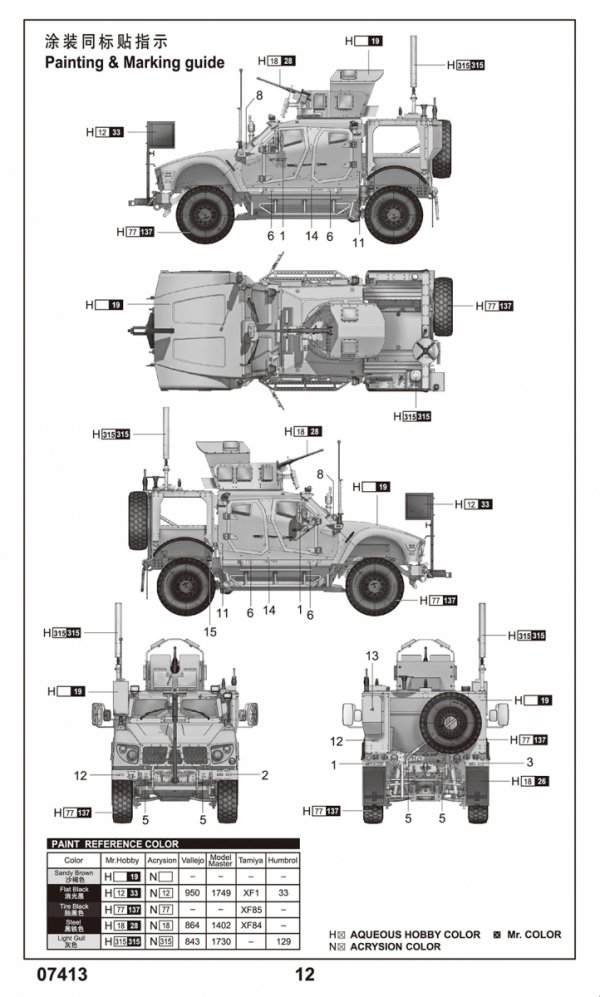 Trumpeter 07413 US M1240 M-ATV MRAP 1/72
