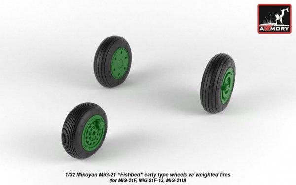 Armory Models AW32009 Mikoyan MiG-21 Fishbed wheels w/ weighted tires, early 1/32