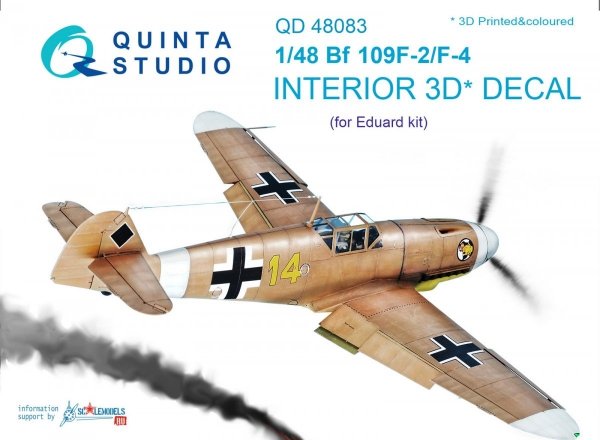 Quinta Studio QD48083 Bf 109F-2/F-4 3D-Printed &amp; coloured Interior on decal paper (for Eduard kit) 1/48