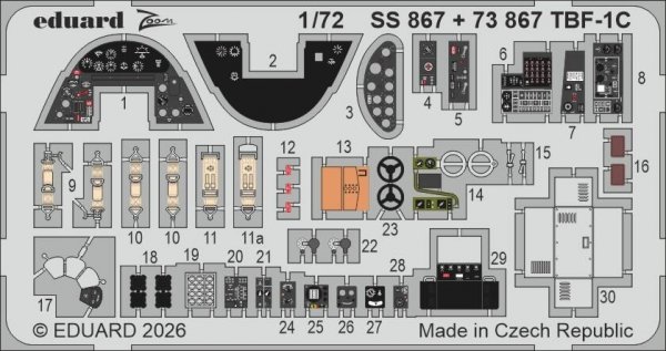 Eduard 73867 Grumman TBF-1 C - PE Set (for Hobby Boss Kits) 1/72