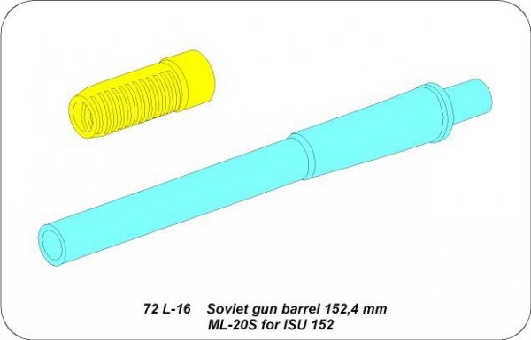 Aber 72L-16 Lufa 152,4mm ML-20S do radzieckiego działa ISU 152 / Soviet gun barrel 152,4mm ML-20S for ISU 152 1/72