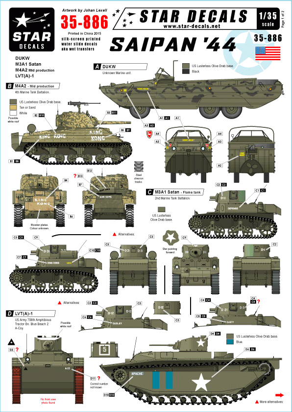 Star Decals 35-886 Saipan '44 1/35