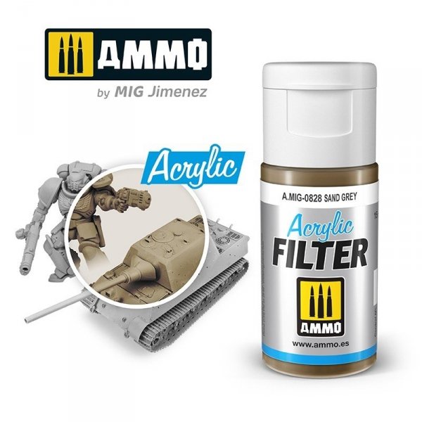 Ammo of Mig 0828 ACRYLIC FILTER Sand Grey 15 ml