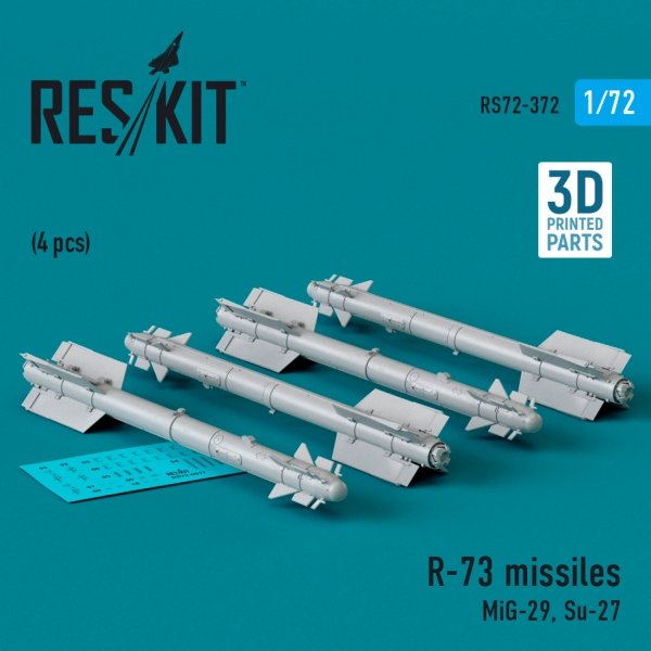 RESKIT RS72-0372 R-73 missiles (4 pcs) (3D Printed) 1/72