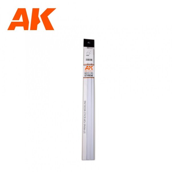 AK Interactive AK6516 STRIPS 0.75 X 3.00 X 350MM – STYRENE STRIP – (10 UNITS)