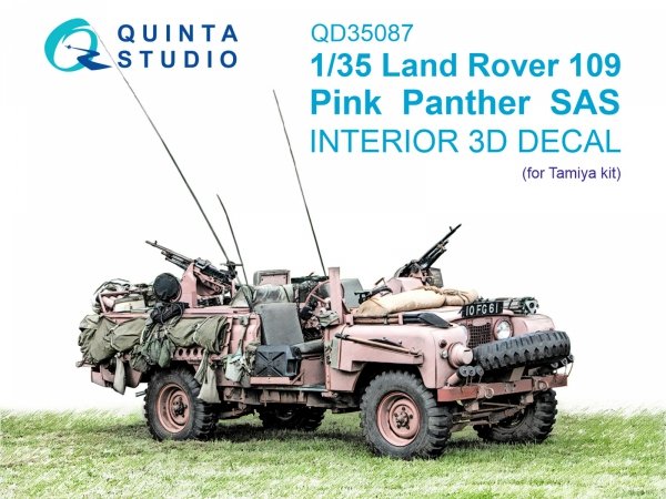 Quinta Studio QD35087 Land Rover 109 Pink Panther SAS 3D-Printed &amp; coloured Interior on decal paper (Tamiya) 1/35