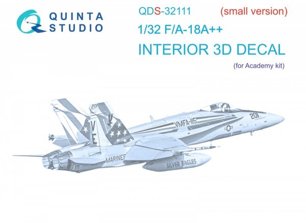 Quinta Studio QDS-32111 F/A-18A++ 3D-Printed &amp; coloured Interior on decal paper (Academy) (Small version) 1/32