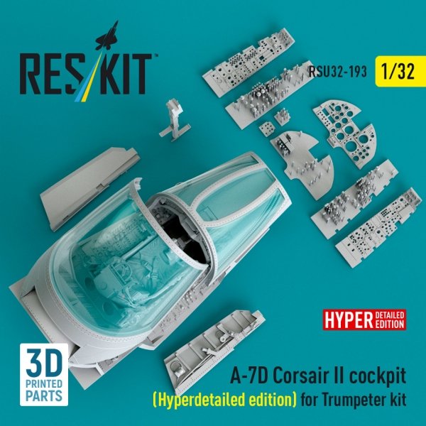 RESKIT RSU32-0193 A-7D Corsair II cockpit (Hyperdetailed edition) for Trumpeter kit (3D Printed) (1/32)