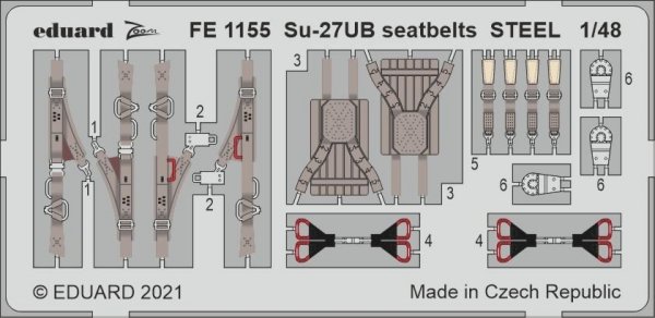 Eduard FE1155 Su-27UB seatbelts STEEL for GREAT WALL HOBBY 1/48