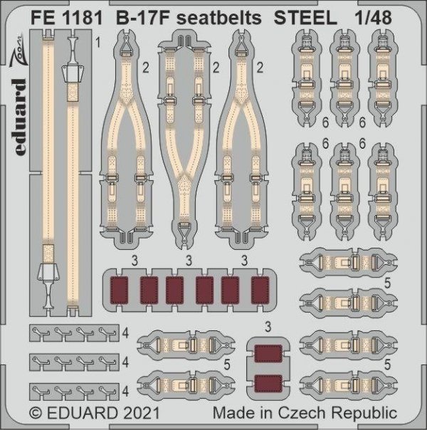 Eduard FE1181 B-17F seatbelts STEEL HKM 1/48