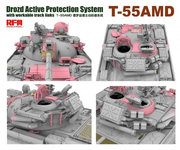 Rye Field Model 5091 T-55AMD Drozd APS w/workable track links 1/35