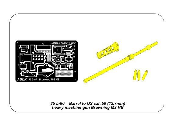 Aber 35L-080 Barrel for U.S heavy machine gun cal .50 Browning M2 HB (1:35)	