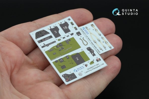 Quinta Studio QD48642 P-38H Lightning 3D-Printed &amp; coloured Interior on decal paper ( Hasegawa ) 1/48