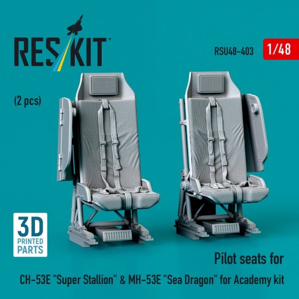 RESKIT RSU48-0403 Pilot seats for CH-53E "Super Stallion" &amp; MH-53E "Sea Dragon" for Academy kit (2 pcs) (3D printed) (1/48)