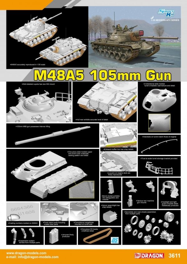 Dragon 3611 M48A5 105mm Gun (1:35)