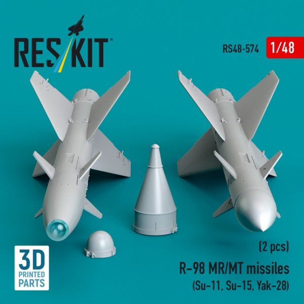RESKIT RS48-0574 R-98 MR/MT missiles (2 pcs) (3D Printed) 1/48