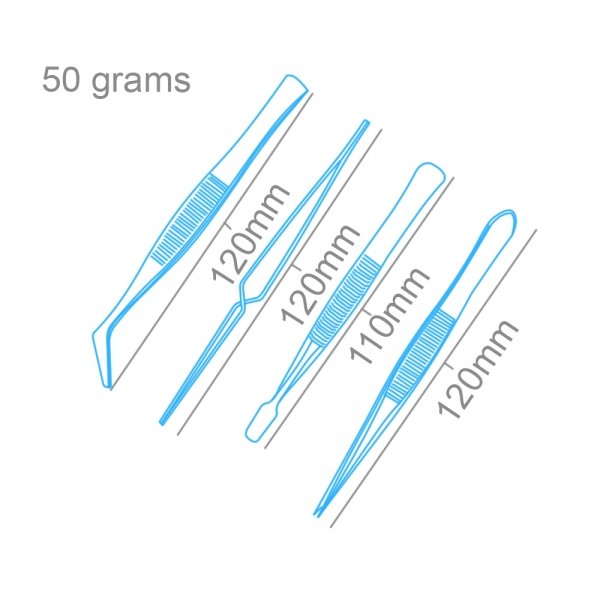 Modelcraft PTW5000 4 Pce Stainless Steel Tweezers Set