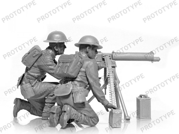 ICM 35646 WWII British Vickers MG Crew (Vickers MG &amp; 2 figures) 1/35