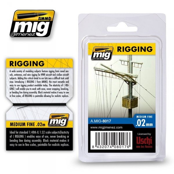 AMMO of Mig Jimenez 8017 RIGGING – MEDIUM FINE 0.02 MM