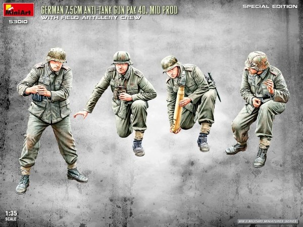 MiniArt 53010 GERMAN 7.5CM ANTI-TANK GUN PAK 40. MID PROD W/ARTILLERY CREW. SPECIAL EDITION 1/35