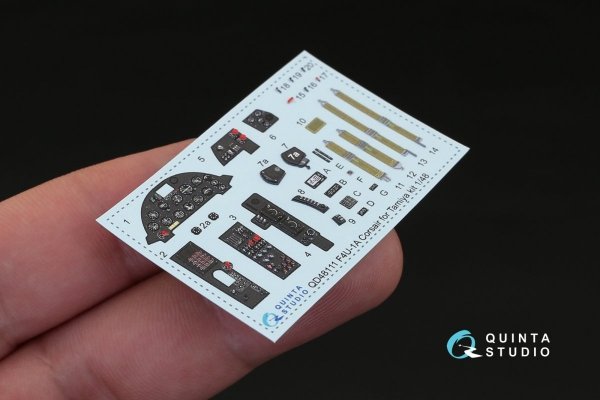 Quinta Studio QD48111 F4U-1A Corsair 3D-Printed &amp; coloured Interior on decal paper (for Tamiya kit) 1/48