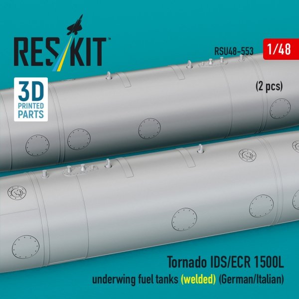 RESKIT RSU48-0553 Tornado IDS/ECR 1500L underwing fuel tanks (welded) (German AF / Italian AF) (2 pcs) (3D Printed) (1/48)