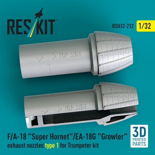 RESKIT RSU32-0212 F/A-18 "Super Hornet"/EA-18G "Growler" exhaust nozzles type 1 for Trumpeter kit (3D Printed) (1/32)