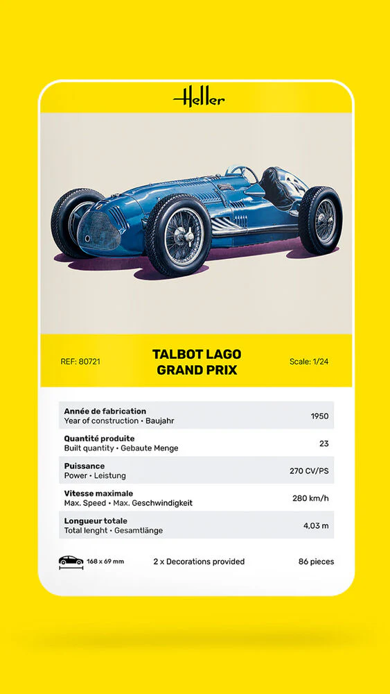 Heller 80721 Talbot Lago Grand Prix 1/24