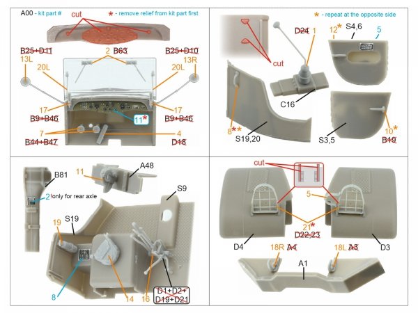 Quinta Studio QD+35066 U.S. Diamond T 968A Cargo truck (open cab) 3D-Printed &amp; coloured Interior on decal paper (Mirror Models) (with 3D-printed resin parts) 1/35