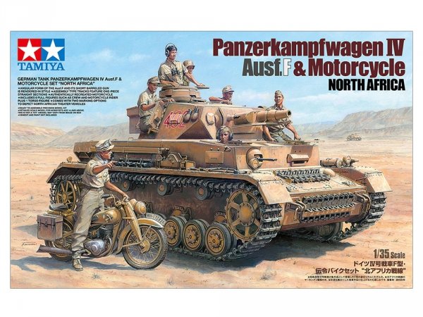 Tamiya 25208 Panzerkampfwagen IV Ausf F. &amp; Motorcycle North Africa 1/35