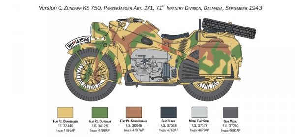 Italeri 7406 ZUNDAPP KS 750 with Sidecar 1/9