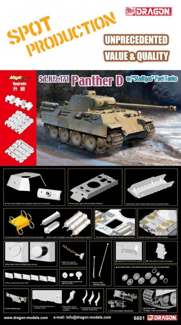 Dragon 6881 Panther D w/&quot;Stadtgas&quot; Fuel Tanks (Magic Track included) 1/35