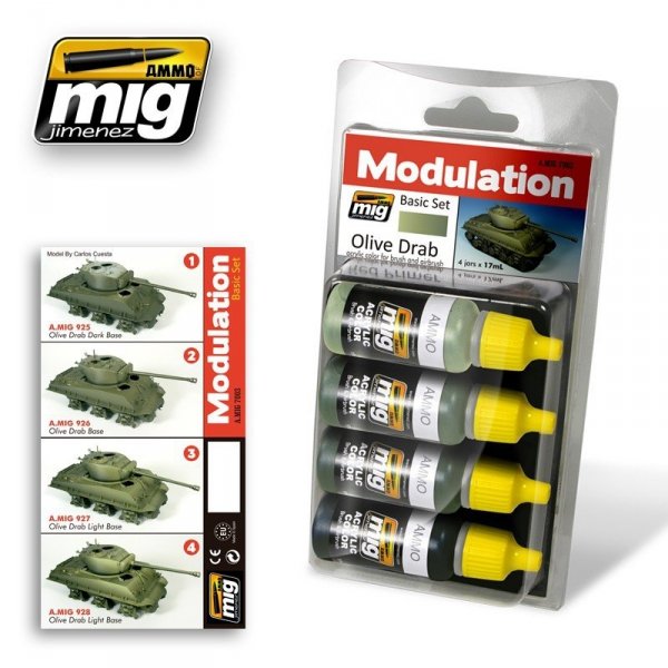 AMMO of Mig Jimenez 7003 OLIVE DRAB MODULATION SET 4x17ml