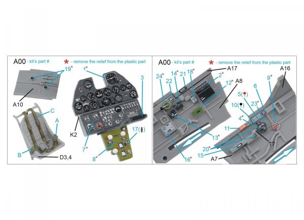 Quinta Studio QD48317 P-40E/K 3D-Printed &amp; coloured Interior on decal paper (Hasegawa) 1/48