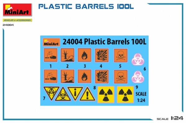 MiniArt 24004 PLASTIC BARRELS 100L 1/24