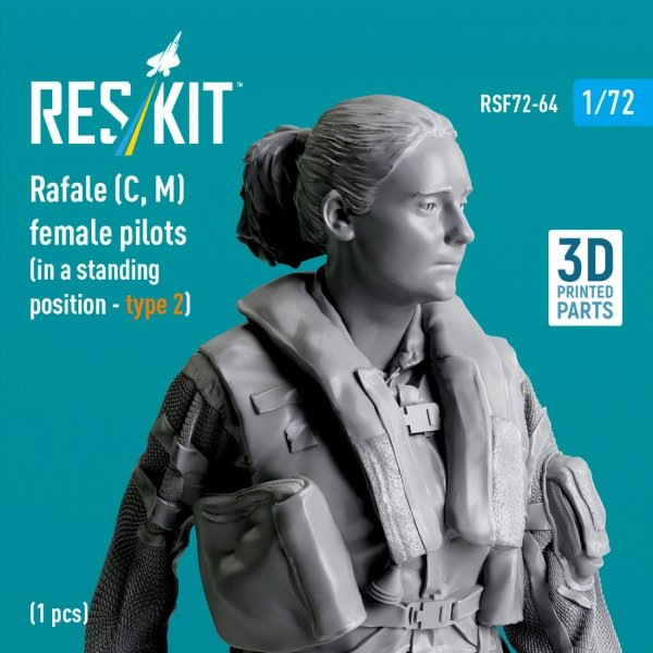 RESKIT RSF72-0064 Rafale (C, M) female pilot (in a standing position - type 2) (1 pcs) (3D Printed) (1/72)