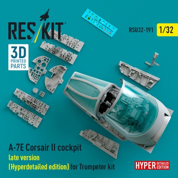 RESKIT RSU32-0191 A-7E Corsair II late cockpit (Hyperdetailed edition) for Trumpeter kit (3D Printed) (1/32)