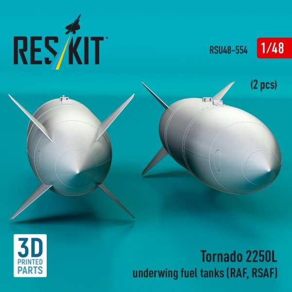 RESKIT RSU48-0554 Tornado 2250L underwing fuel tanks (RAF, RSAF) (2 pcs) (3D Printed) (1/48)