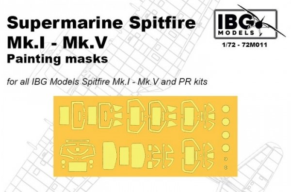 IBG 72M011 Supermarine Spitfire Mk.I - Mk.V Painting masks for all IBG Models Spitfire Mk.I - Mk.V and PR kits 1/72