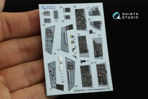 Quinta Studio QD48180 F-14D 3D-Printed &amp; coloured Interior on decal paper (Hasegawa) 1/48