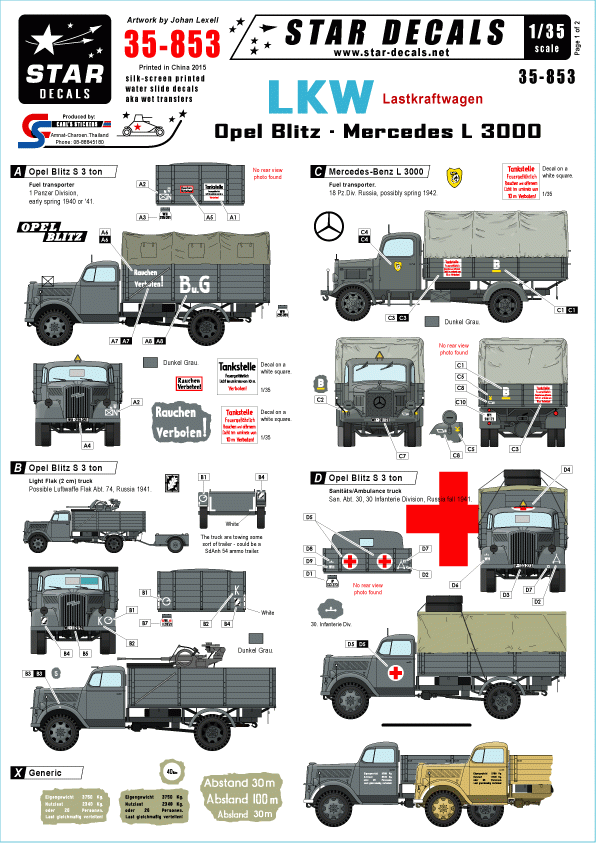 Star Decals 35-853 LKW - Lastkraftwagen 1/35