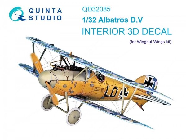 Quinta Studio QD32085 Albatros D.V 3D-Printed &amp; coloured Interior on decal paper (Wingnut Wings) 1/32