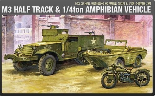Academy 13408 M3 HALF TRACK &amp; 1/4ton AMPHIBIAN VEHICLE (1:72)
